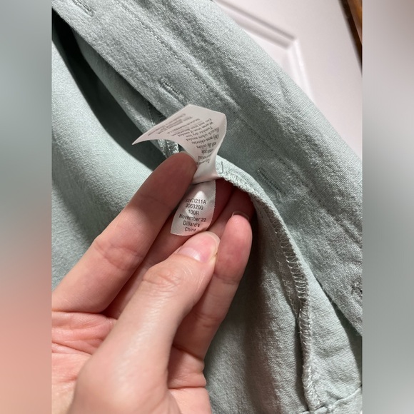 Edgehill Collection Sage Green Linen Button down Peter Pan collar Shirt 18 Month - Picture 10 of 16